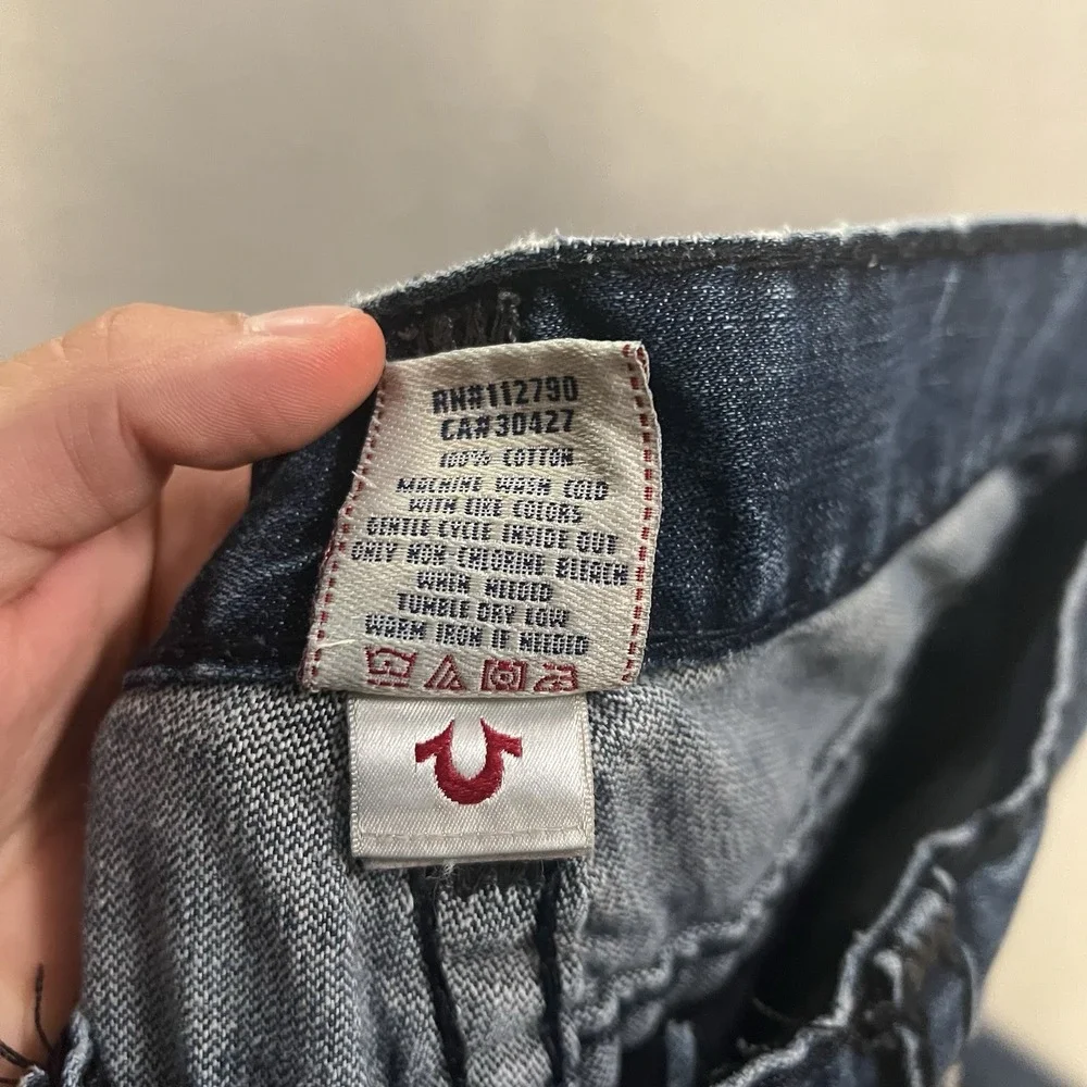 Vintage True Religion Ricky Super T Jeans Men's 36x28 Flap Pocket Raw Hem